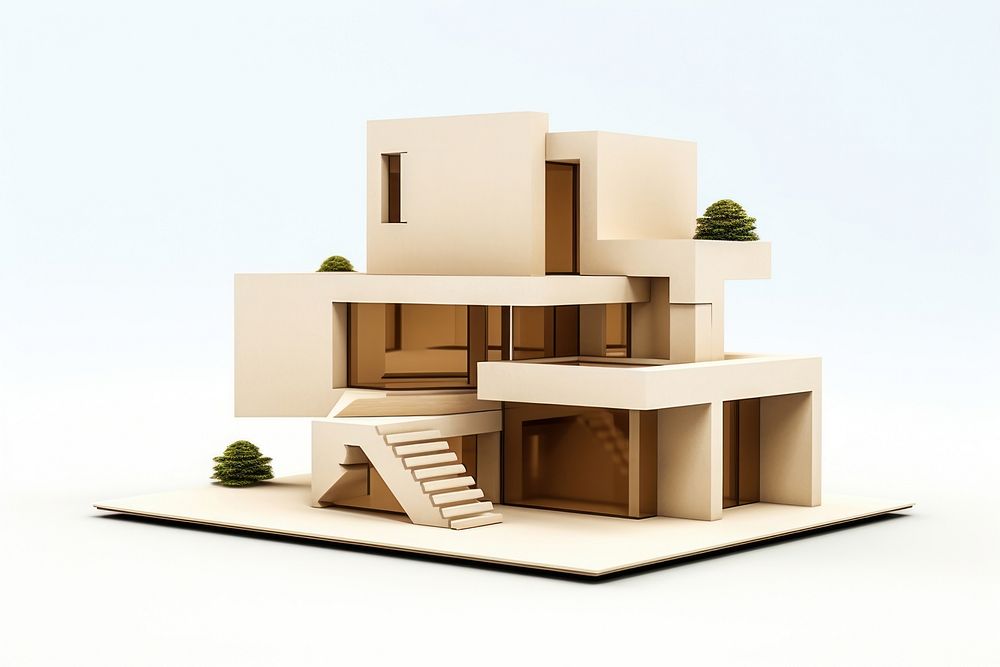 Modern architecture cardboard building house.