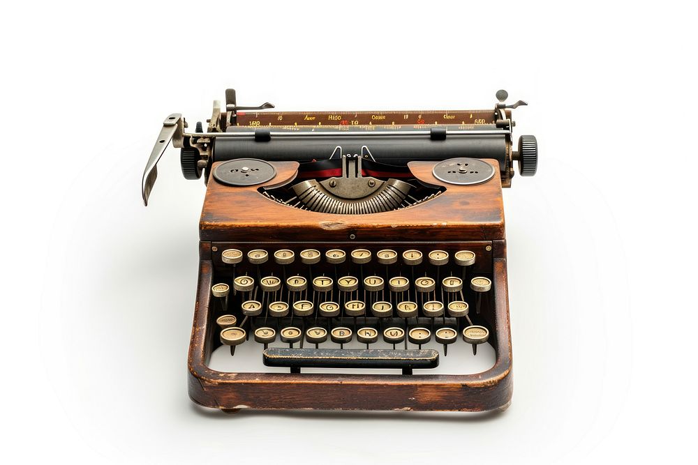 Modern typewriter white background correspondence electronics.