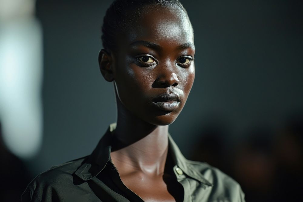 Black female model portrait fashion black. AI generated Image by rawpixel.