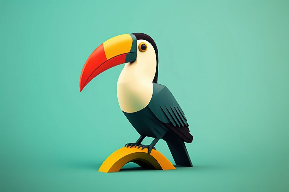 Memphis design of minimal toucan animal bird beak.