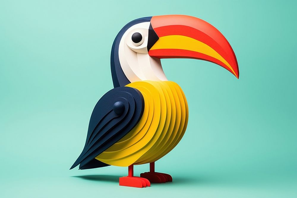 Memphis design of minimal toucan animal bird beak.