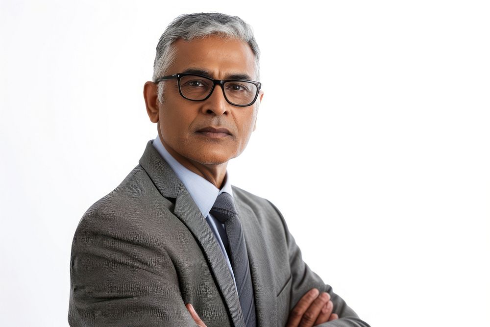 Middle aged lawyer indian portrait glasses adult.