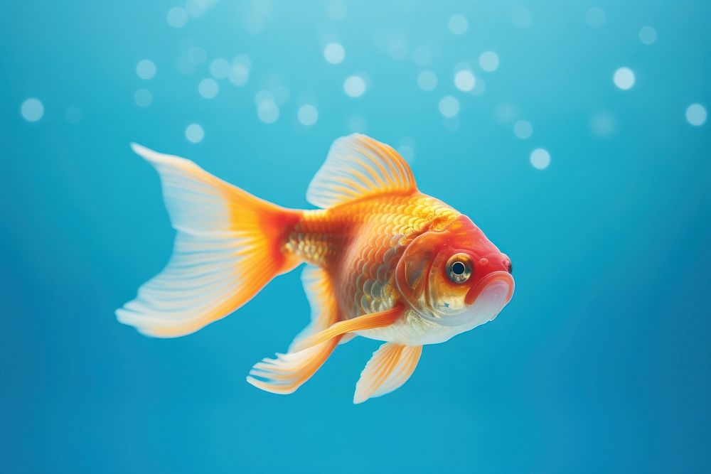 Orange gold fish goldfish animal blue. AI generated Image by rawpixel.