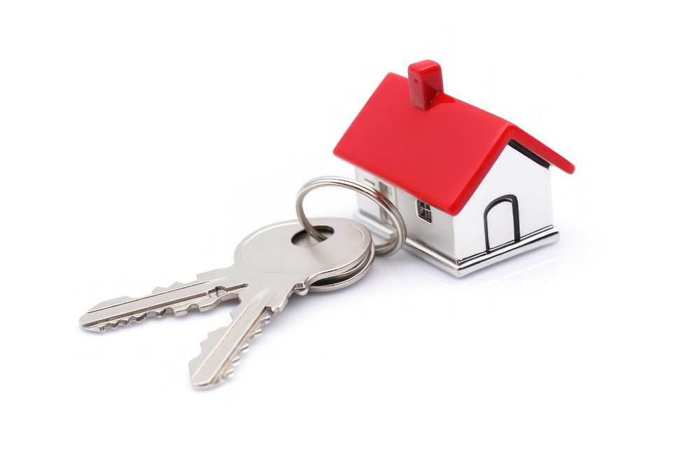 House key chain and key house white background architecture.