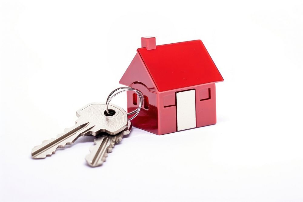 House key chain and key house white background architecture.