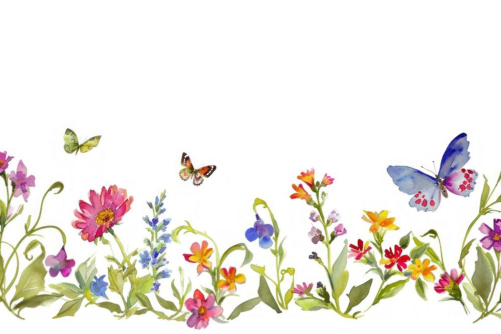 Butterfly and flowers pattern nature plant.