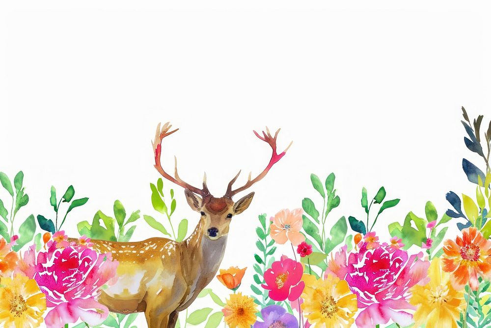 Deer and flowers backgrounds pattern nature.