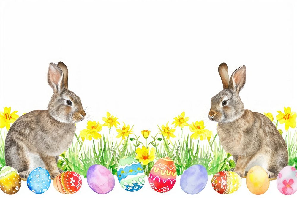 Rabbits and flowers egg rodent animal.