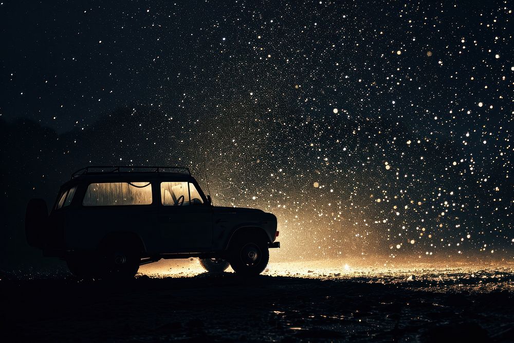 Car in in night sky outdoors vehicle light. AI generated Image by rawpixel.
