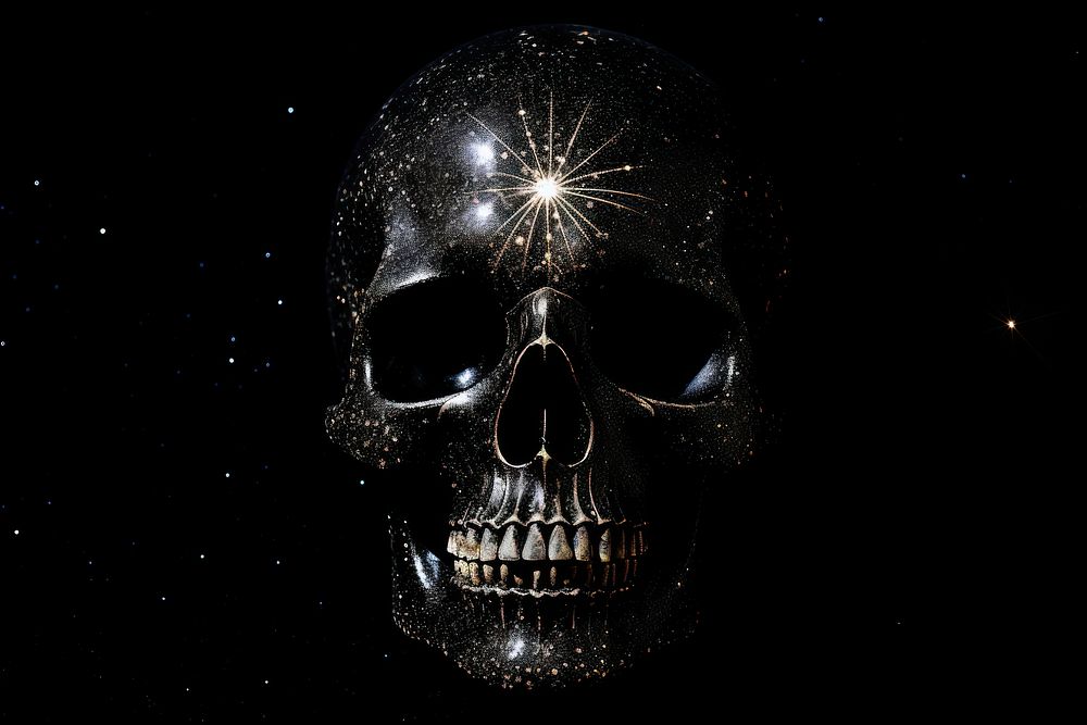 Skull black black background illuminated. AI generated Image by rawpixel.