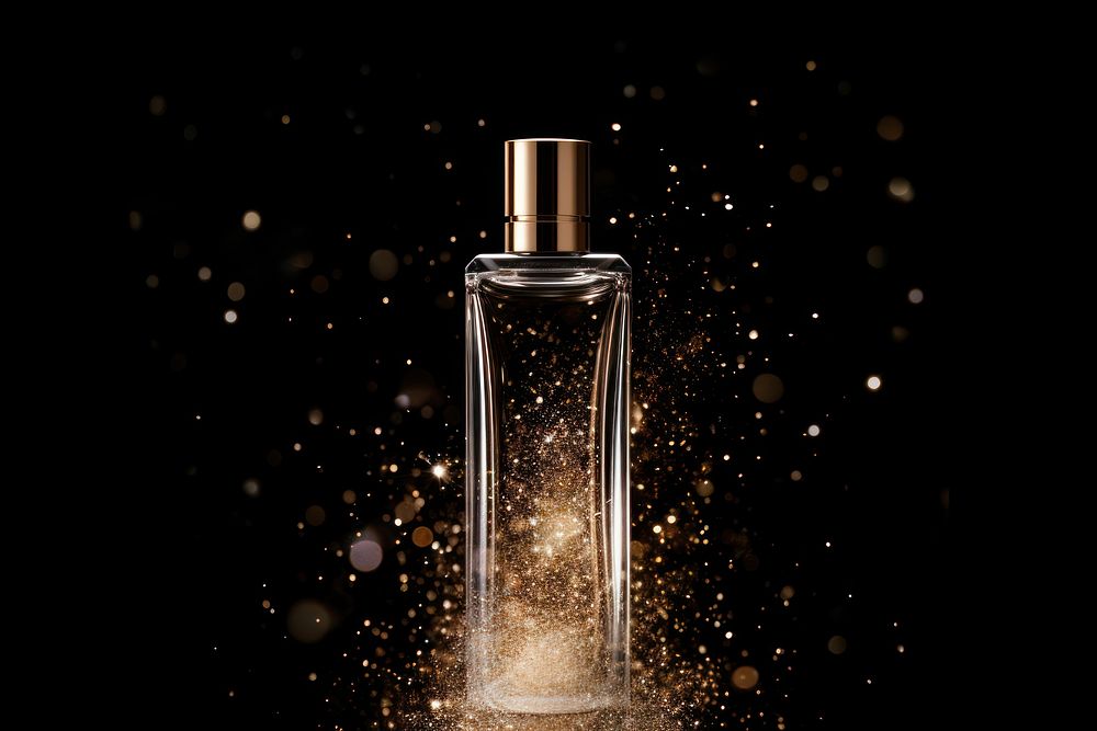 Perfume cosmetics bottle black background. AI generated Image by rawpixel.