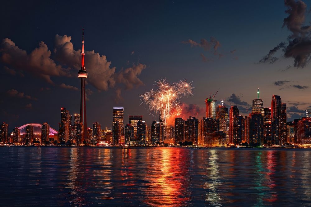Fireworks cityscape fireworks architecture. AI generated Image by rawpixel.