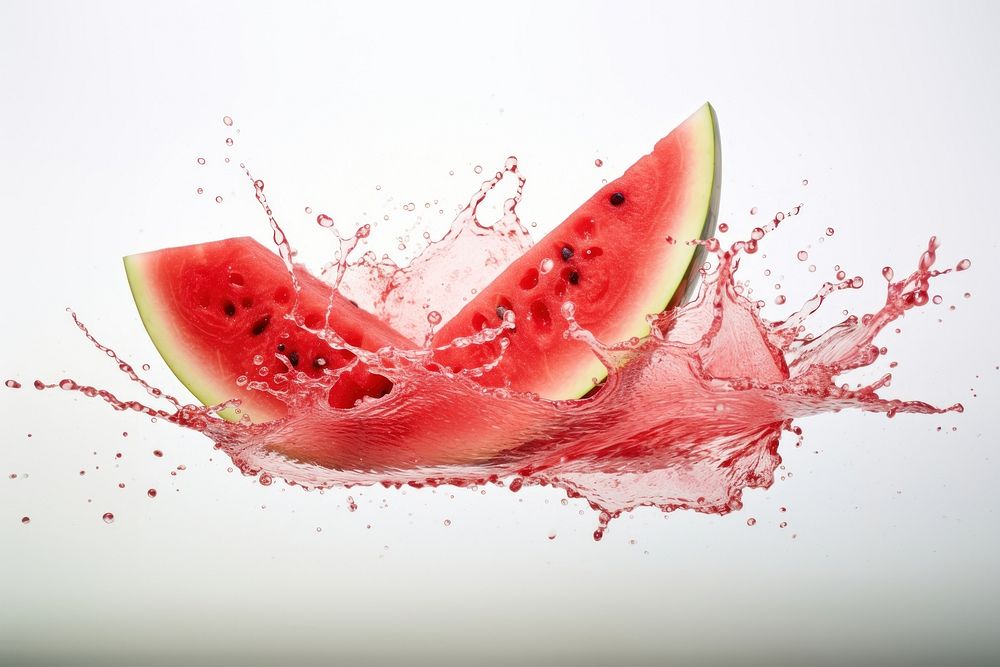 Splash effect of watermelon juice fruit plant food.