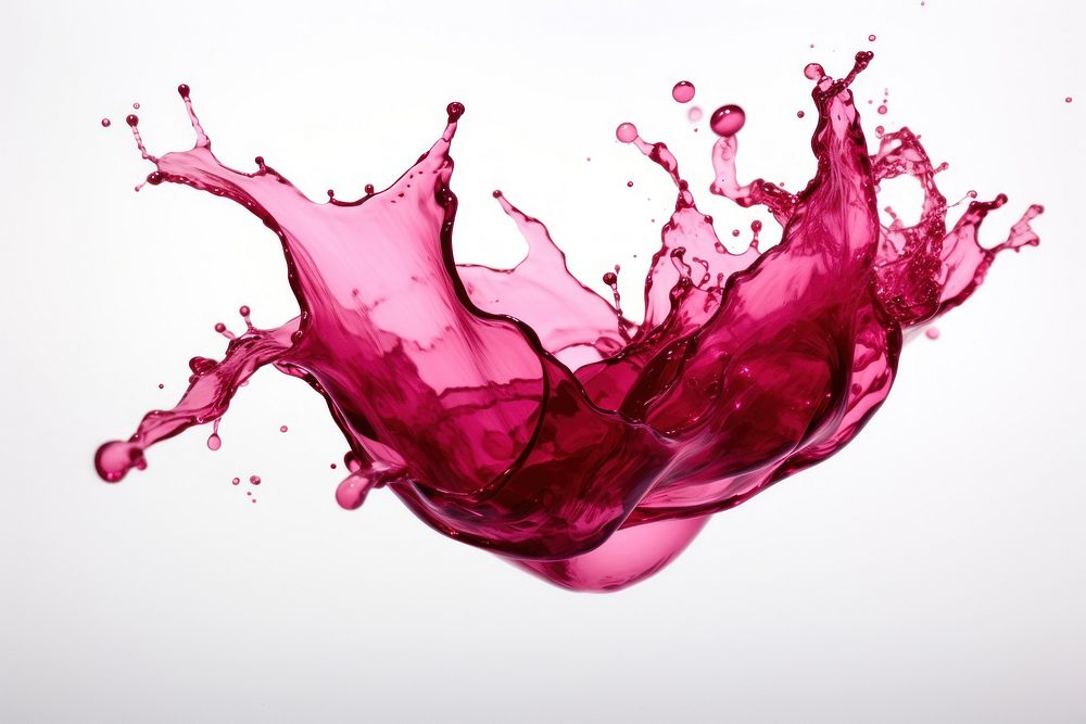 Splash effect of wine purple white background refreshment.