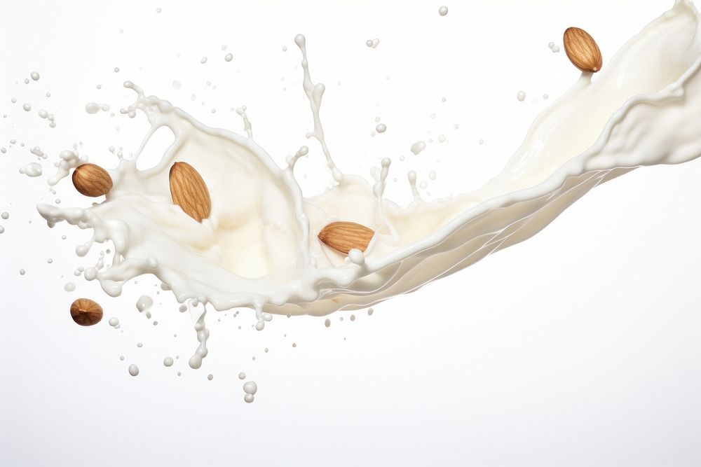 Splash effect of almond milk food freshness beverage.