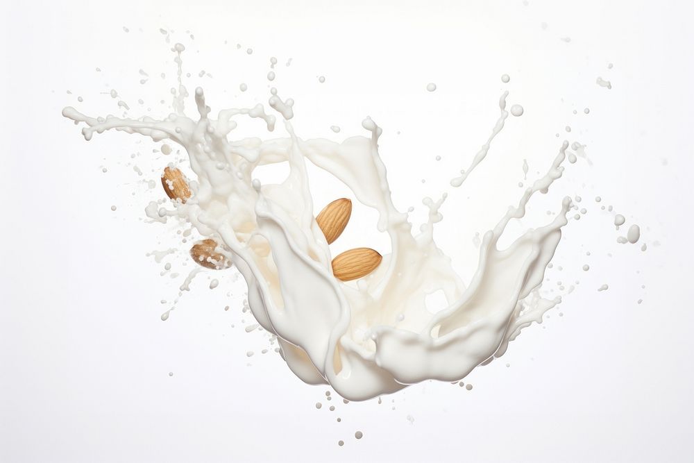 Splash effect of almond milk food freshness splashing.