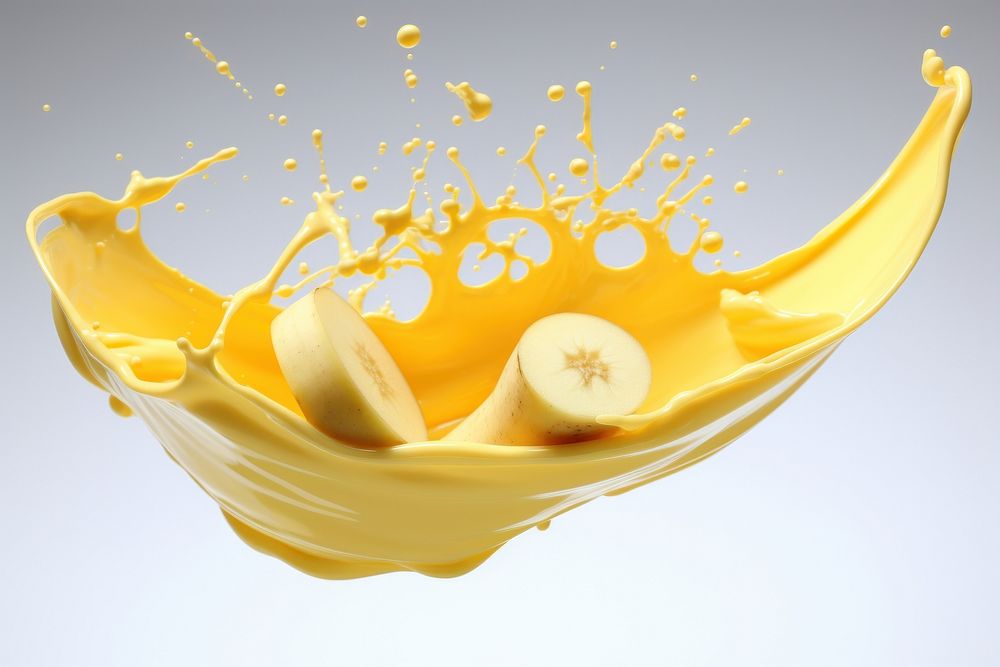 Splash effect of banana milk food refreshment freshness.