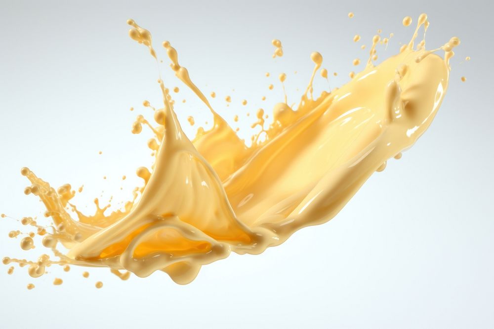 Splash effect of banana milk white background simplicity splattered.