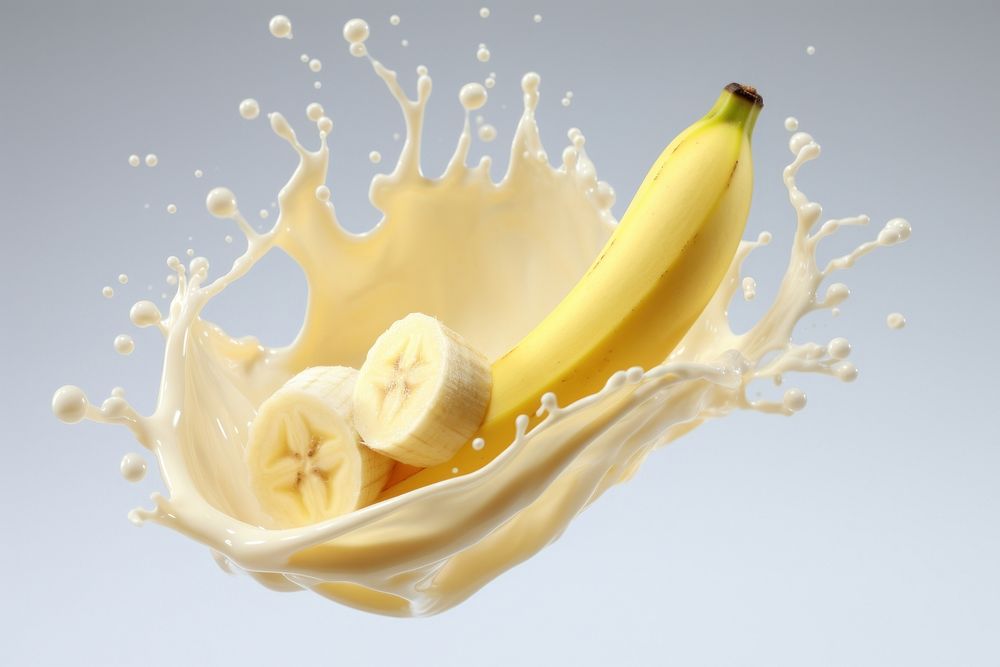 Splash effect of banana milk plant food freshness.