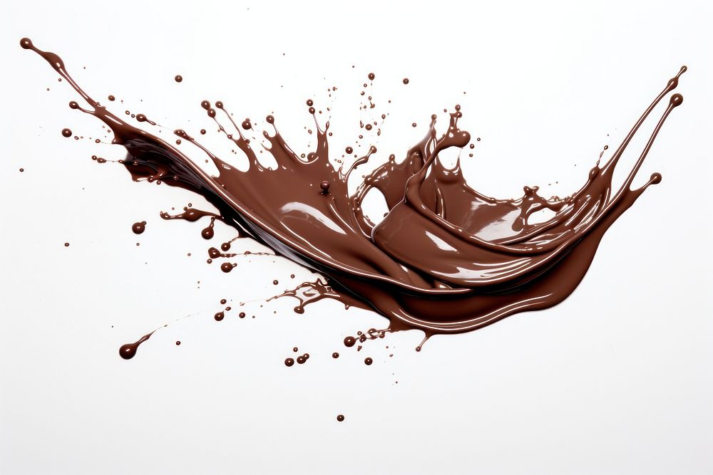 Splash effect of chocolate white background refreshment splattered.