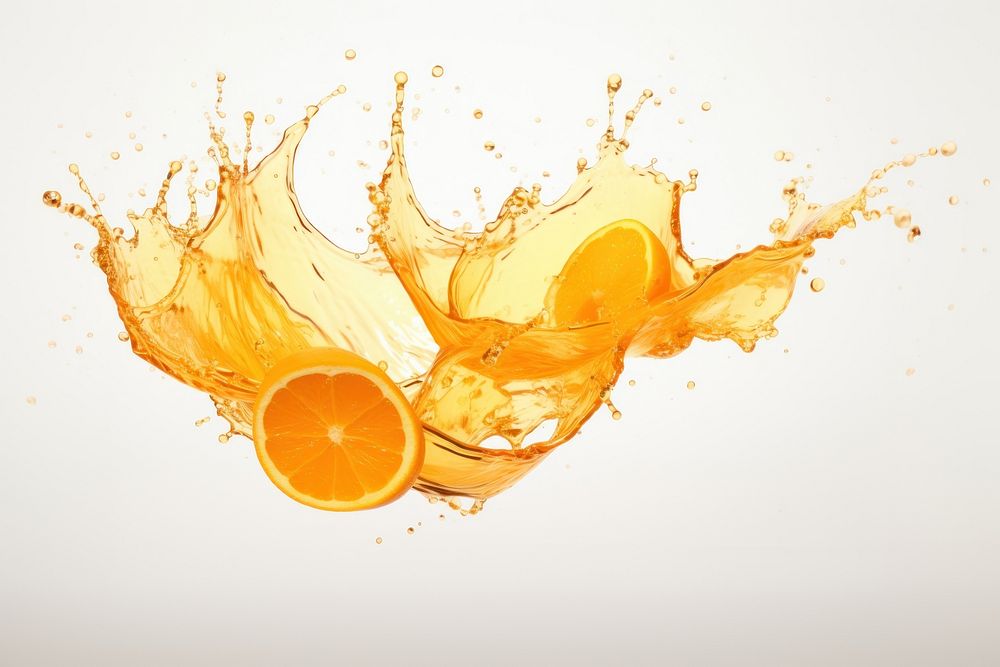 Splash effect of orange juice backgrounds fruit refreshment.