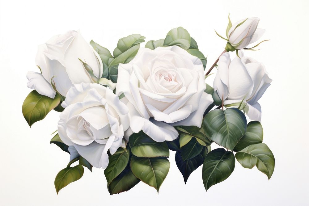 White rose bouquet flower plant art. AI generated Image by rawpixel.