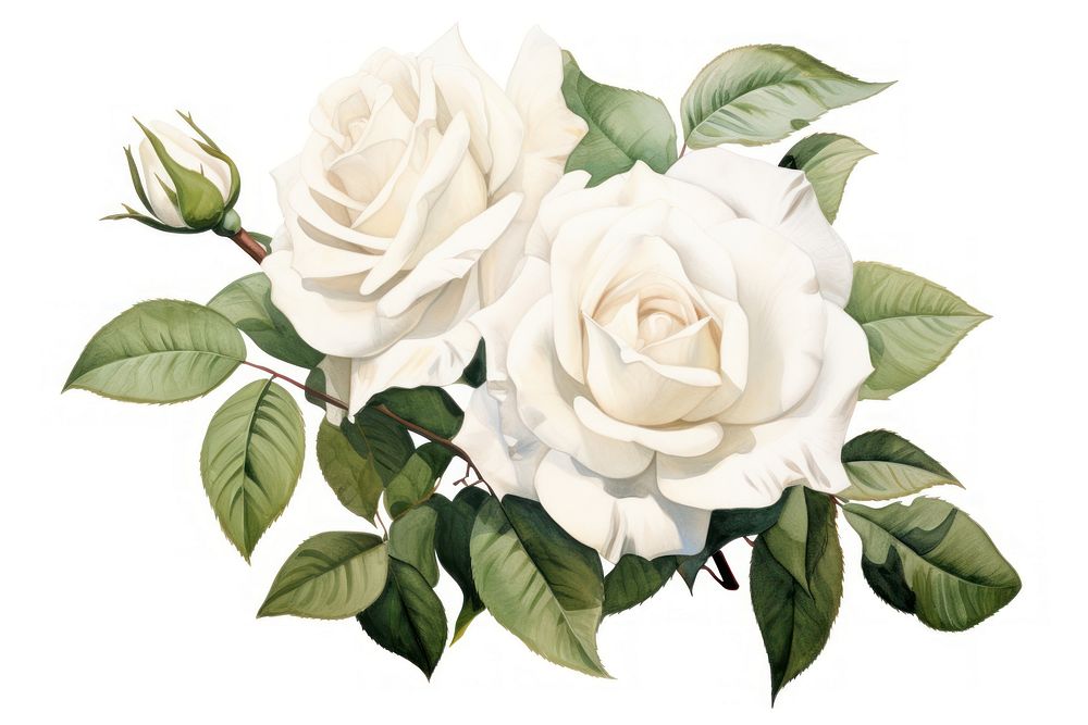 White rose bouquet flower plant leaf. AI generated Image by rawpixel.