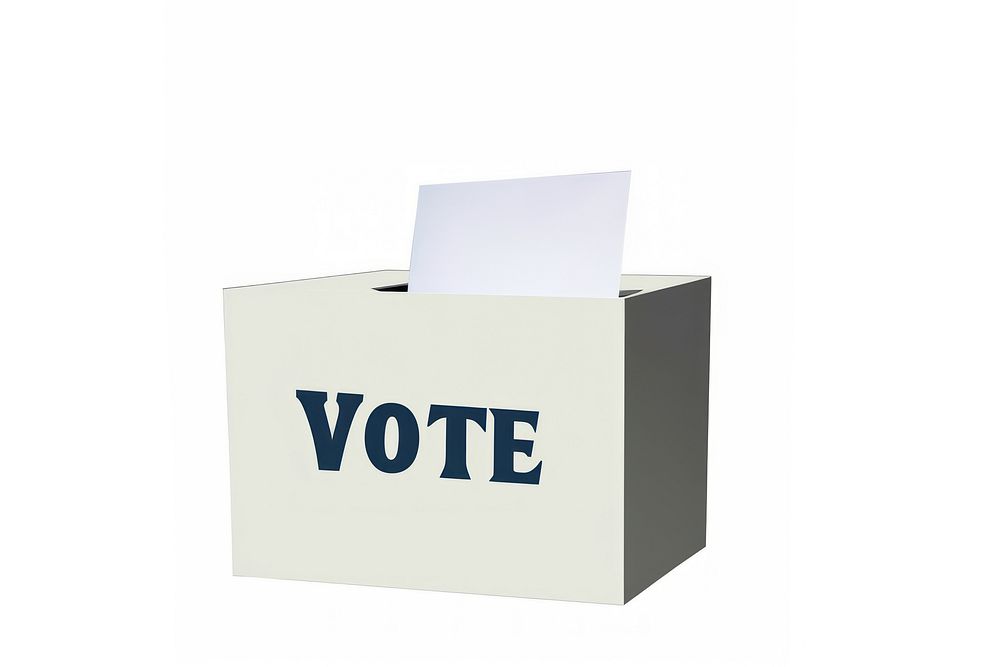 Person voting putting paper in slot box carton electronics letterbox.