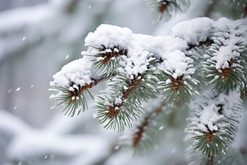 Snow tree pine outdoors.