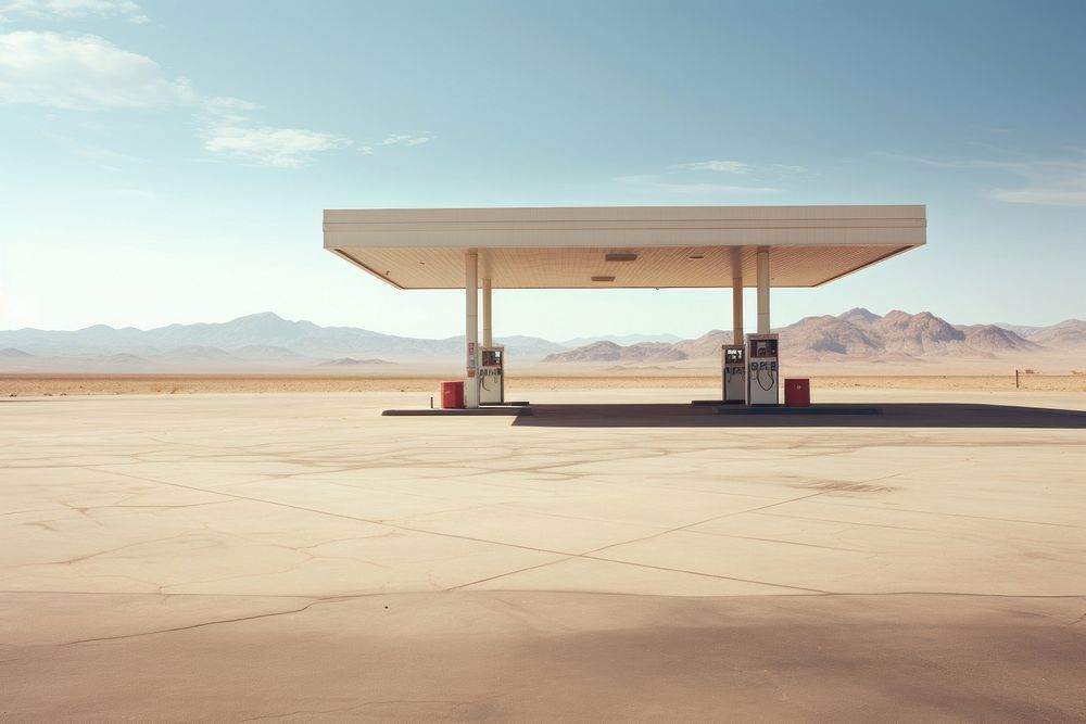Empty gas station in desert in the western architecture tranquility petroleum.