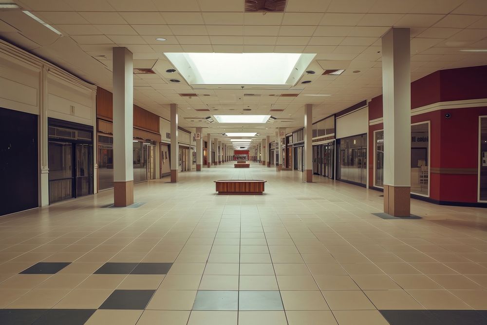 Nobody shopping mall architecture corridor building.