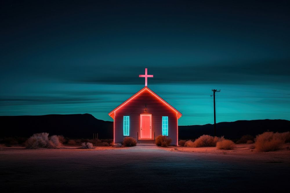 Neon night church western styles | Free Photo - rawpixel