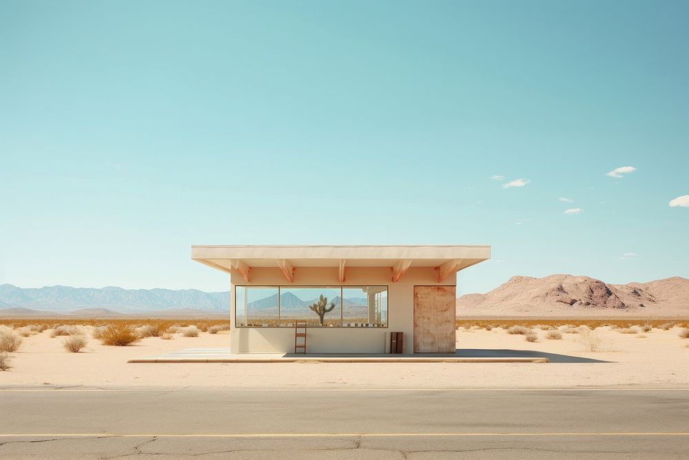 Tiny store in desert in the western architecture outdoors nature.