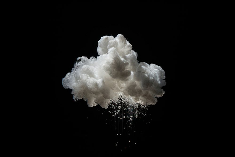 Cloud with a sparkle black background monochrome exploding.