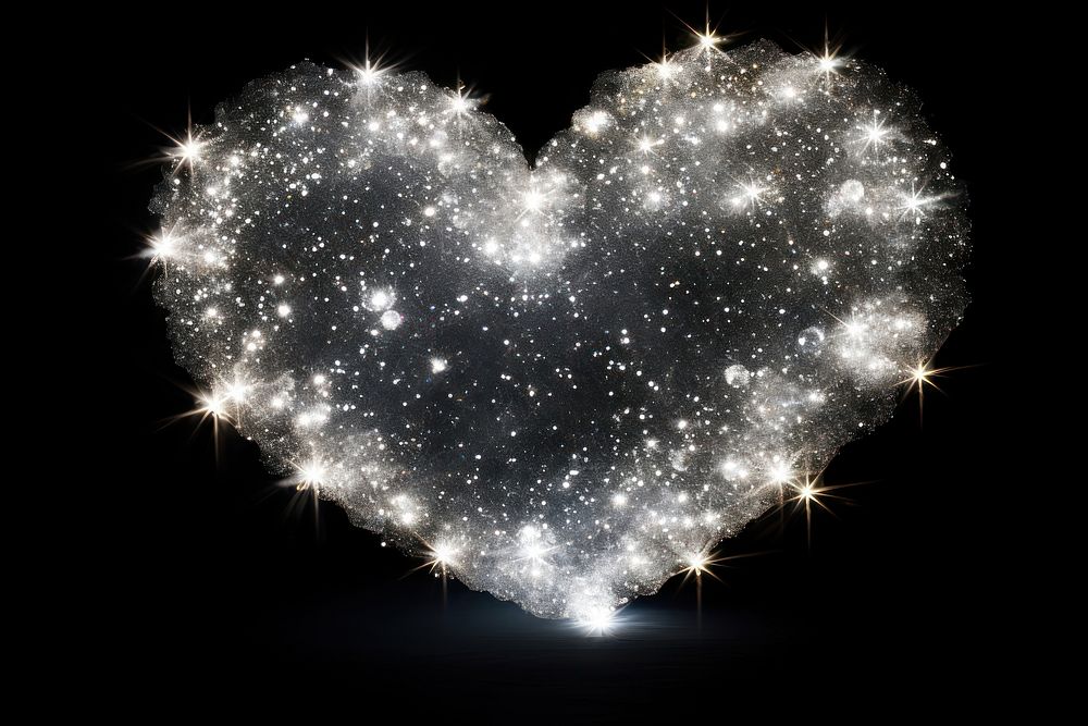 Cloud heart with a sparkle astronomy fireworks night.