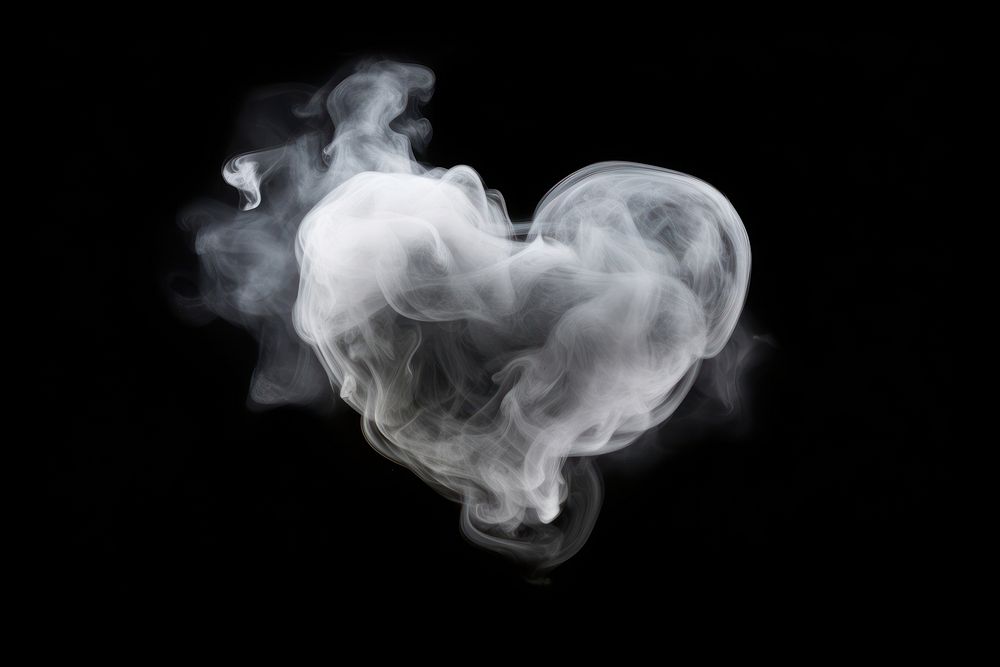 Heart fog effect smoke black background monochrome.
