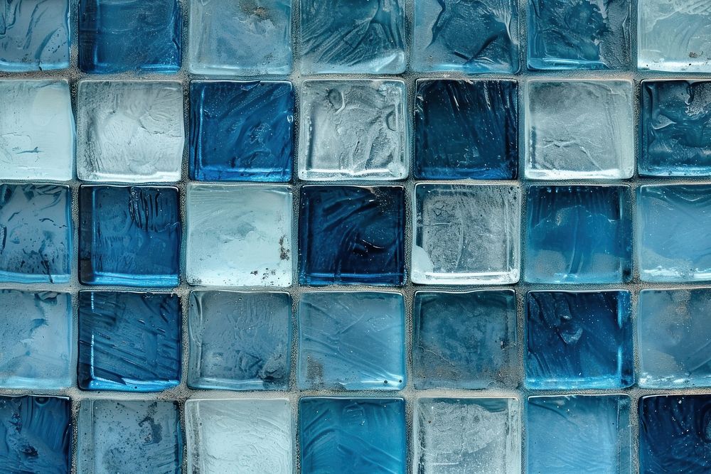 Small squares patterned glass backgrounds blue repetition.