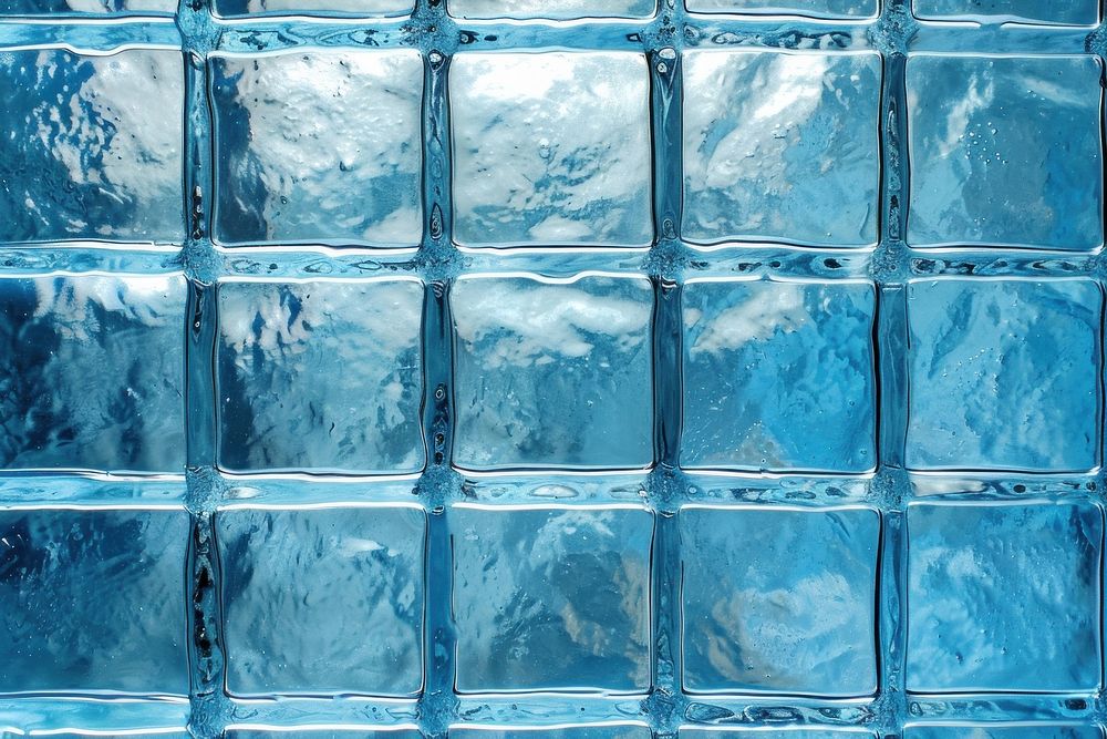 Small squares patterned glass backgrounds blue ice.