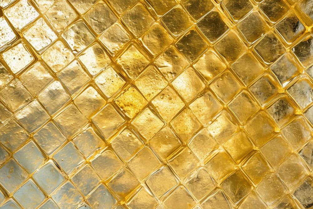 Small squares patterned glass gold backgrounds texture.