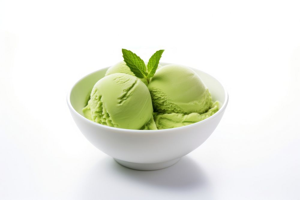 Green tea dessert cream food.