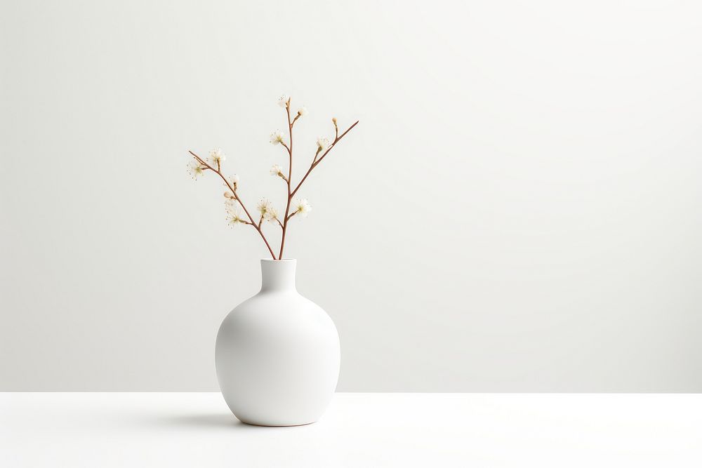Flower vase porcelain plant white. AI generated Image by rawpixel.
