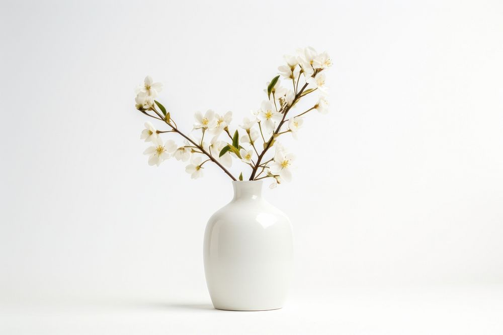 Flower vase porcelain blossom plant. AI generated Image by rawpixel.