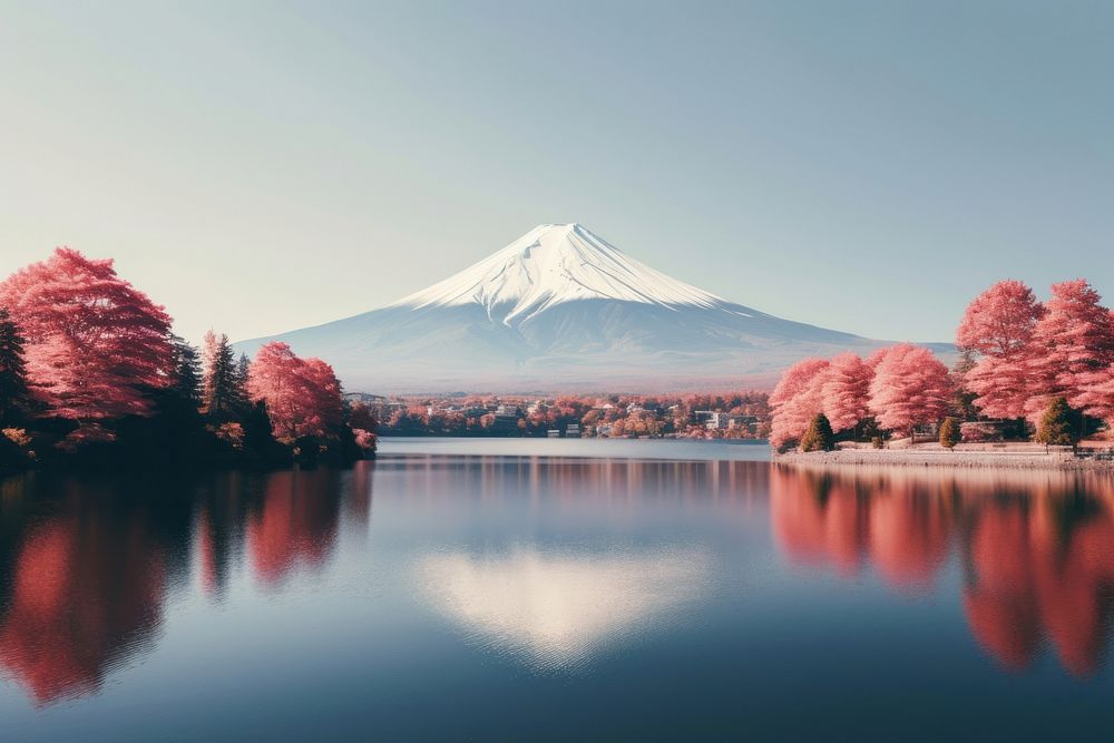 Fuji mountain with lake Kawaguchi-ko landscape outdoors nature.