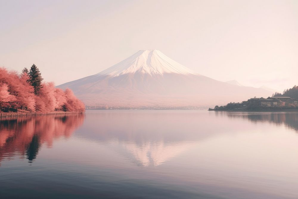 Fuji mountain with lake kawaguchiko landscape outdoors nature.