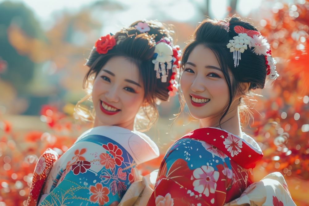 Colorful traditional Japanese wear fashion women adult.