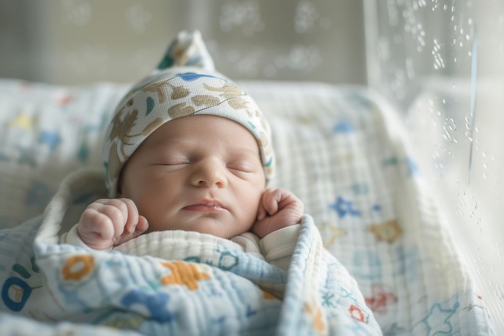 Newborn baby boy blanket crib comfortable.