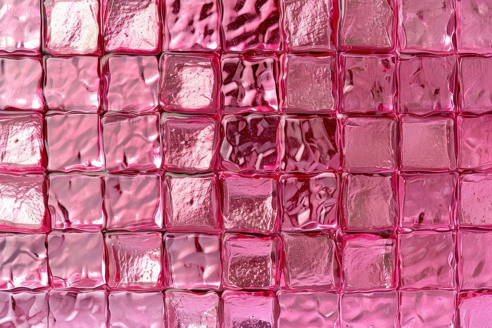 Small squares patterned glass backgrounds pink confectionery.