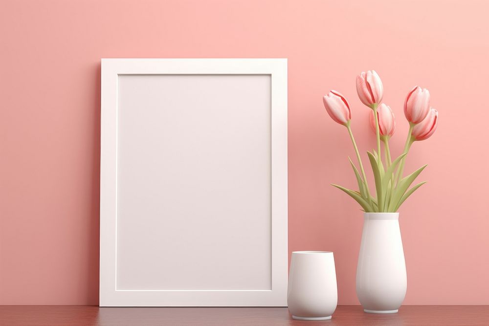 Picture frame mock up plant vase flower. AI generated Image by rawpixel.