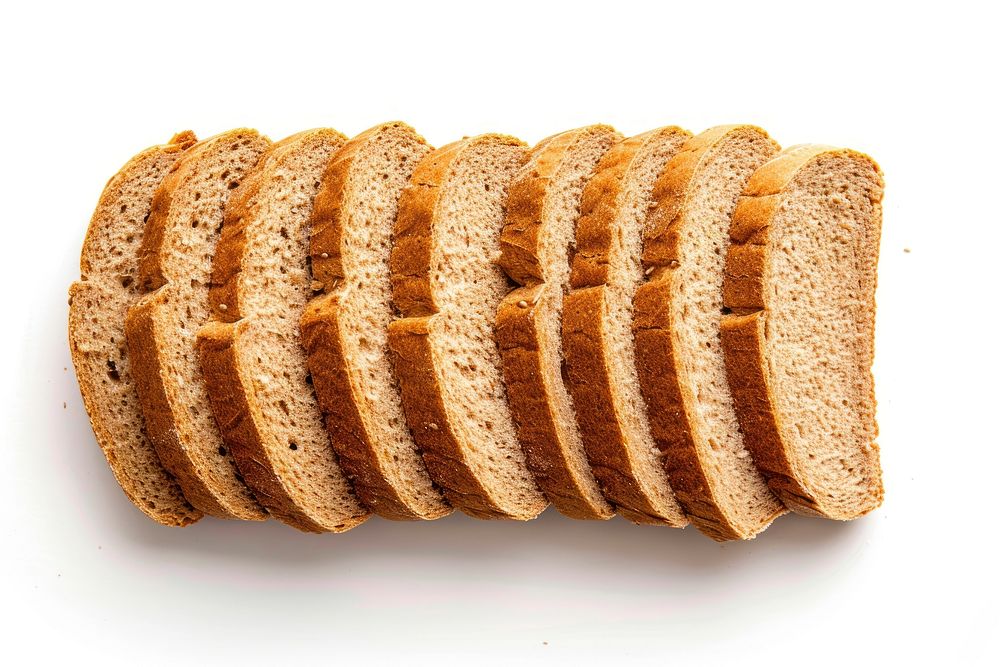 Sliced of whole wheat bread food white background freshness.