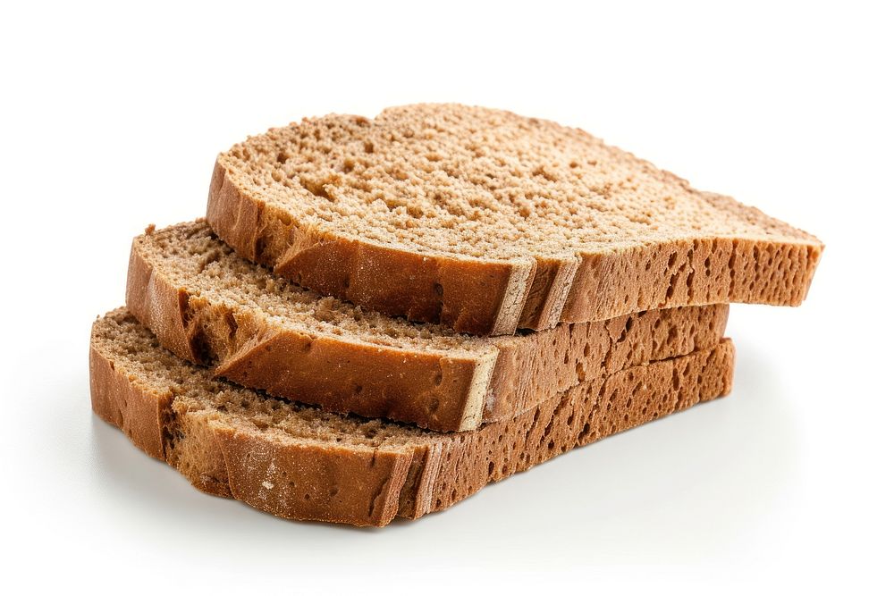 Sliced of whole wheat bread food white background sourdough.